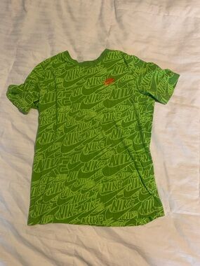 Nike Bright Green Allover Logo Short-Sleeve Tee